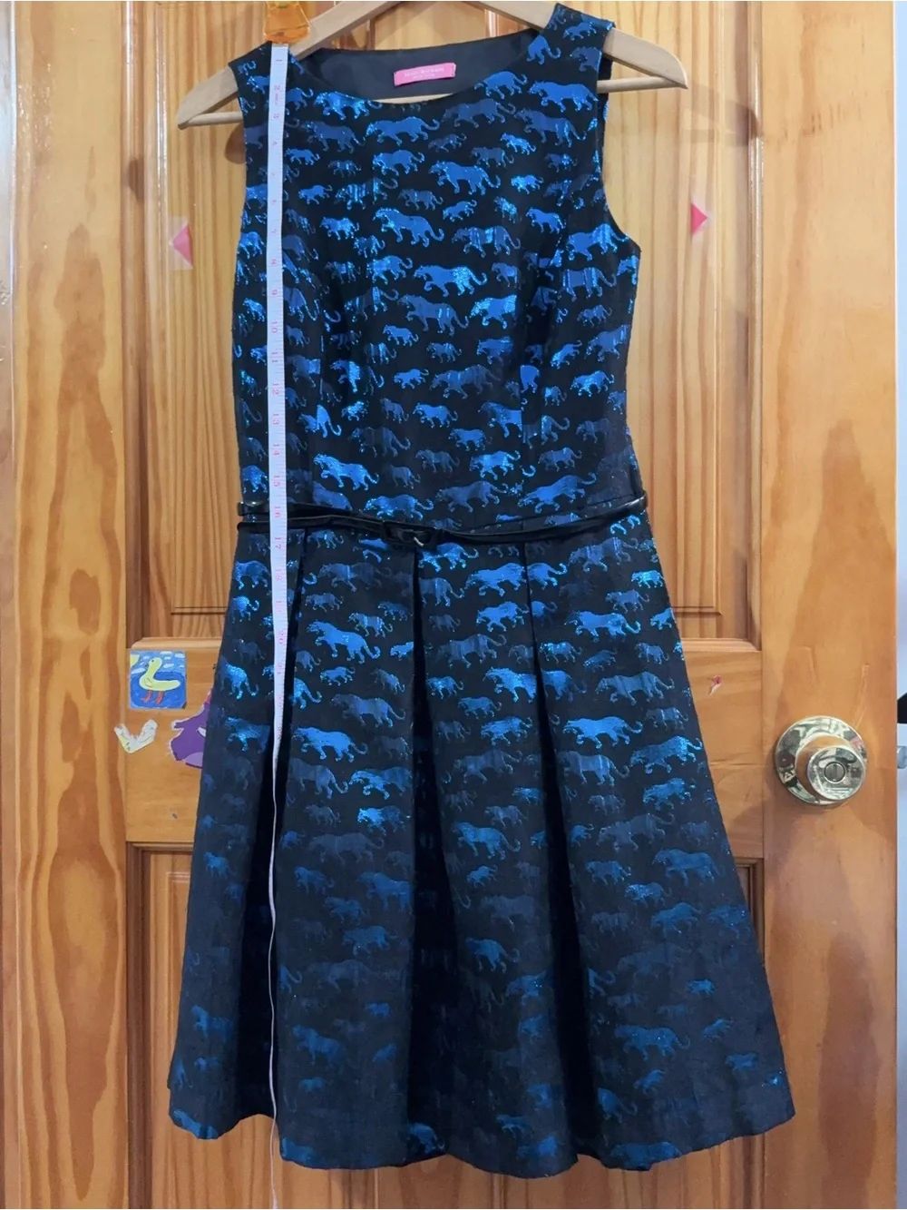 Isaac Mizrahi Black and Blue Sleeveless Fit-and-Flare Dress